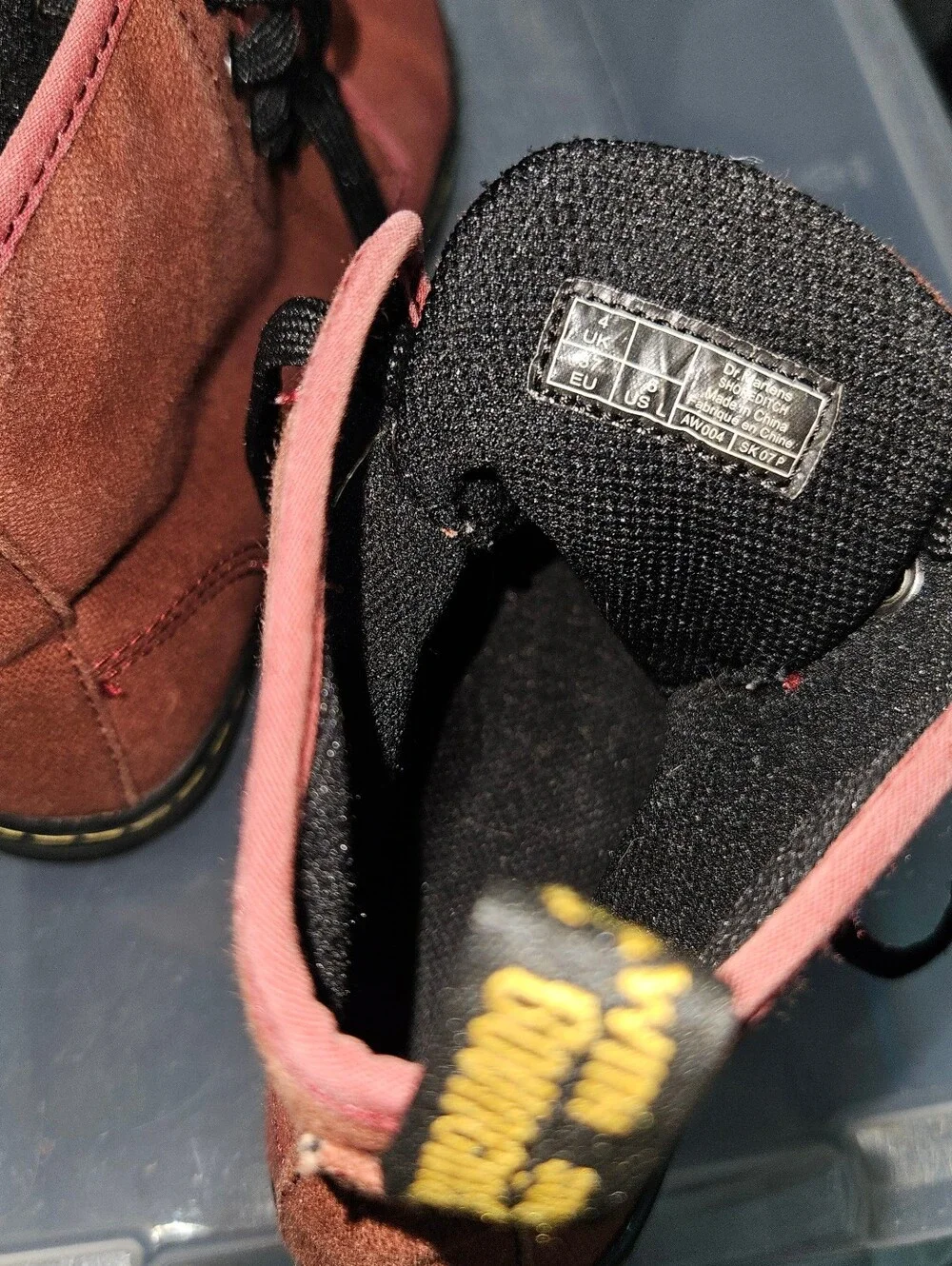 Dr. Martens Kids Rust Canvas Ankle Boots with Black Accents (Sz 6)